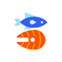 Fish and steak flat vector icon