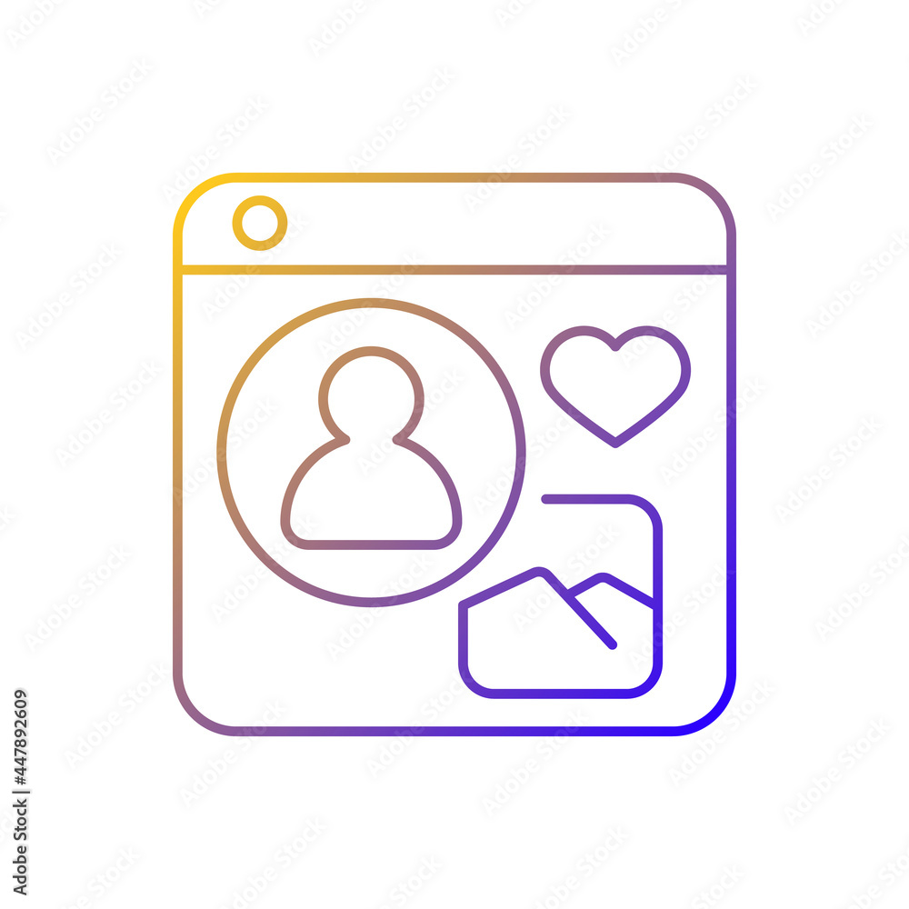 Poster social networks gradient linear vector icon. online platform for building social relationships. shar