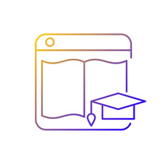 Learning platforms gradient linear vector icon. Website for students, teachers. Online courses. E-learning site. Thin line color symbols. Modern style pictogram. Vector isolated outline drawing