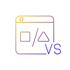 Comparison platforms gradient linear vector icon. Compare products and prices. Improving customers experience. Thin line color symbols. Modern style pictogram. Vector isolated outline drawing