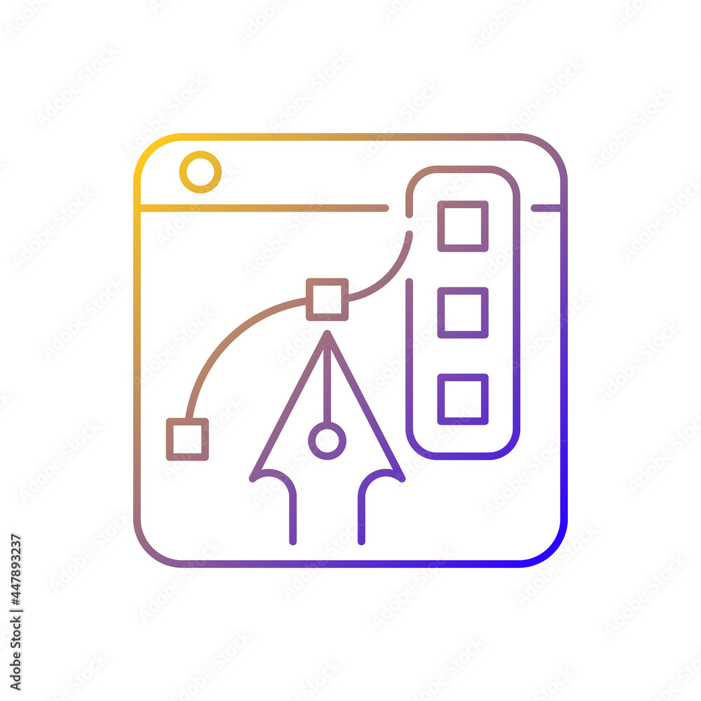 Aufkleber graphic design platforms gradient linear vector icon. tool for experienced digital artists. illustra