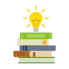 A set of books and a light bulb. Education concept. Back to school. Illustration.