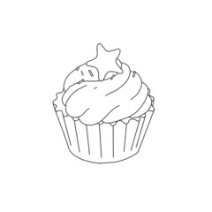 Illustration of a pancake in the style of linart with topping and star 