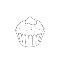 Illustration of a pancake in the style of linart with topping