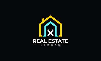 Alphabet X Real Estate Monogram Vector Logo Design, Letter X House Icon Template