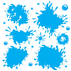 Water. Splash and spray. Set. Vector image.