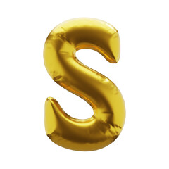 Inflatable letter S in golden color. Inflatable symbols of golden color for your design. 3d render.