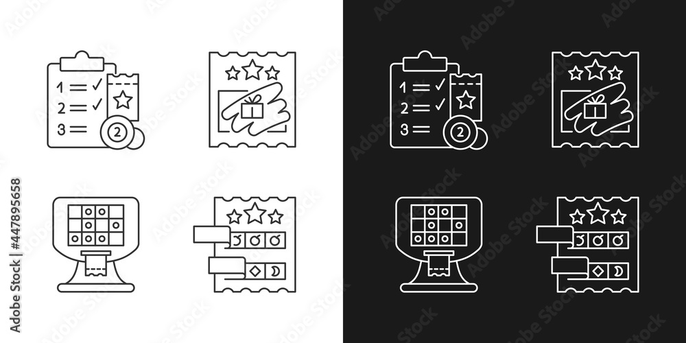 Aufkleber lottery conduction linear icons set for dark and light mode. lotto session program. electronic gambl