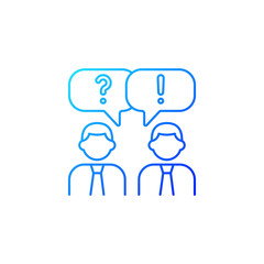 Communication gradient linear vector icon. People talking. Verbal and nonverbal communication. Group discussion. Thin line color symbols. Modern style pictogram. Vector isolated outline drawing