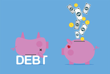 Two piggy banks with different amounts