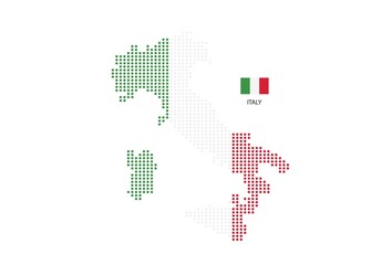 Italy map design by color of Italy flag in circle shape, White background with Italy flag.