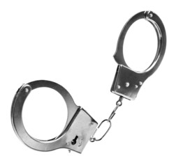 New classic chain handcuffs isolated on white