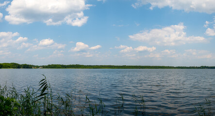Panorama  shot from the lake pätzer front lake in brandenburg