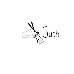 woman's hand holding a piece of sushi with chopsticks