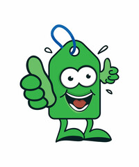 Cute Coupon with thumb icon. Cartoon coupon icon character illustration.