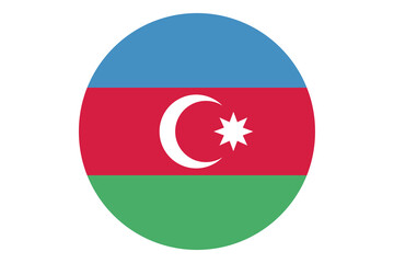 Circle flag vector of Azerbaijan on white background.