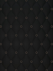 Black leather upholstery with decorative buttons like onyx. Luxury background best for wallpaper.