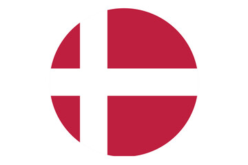 Obraz premium Circle flag vector of Denmark on white background.