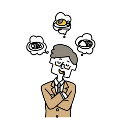 Fototapeta premium 食べたいものについて考えるスーツの男性