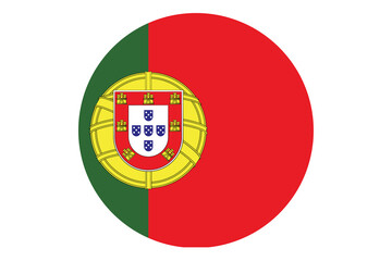 Circle flag vector of Portugal on white background.