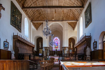 Gerberoy, Nef de la collégiale Saint-Pierre. Oise. Picardie. Hauts-de-France	