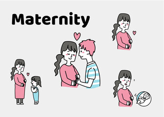 マタニティママのイラストセット