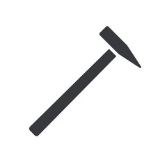 Black filled hammer vector icon isolated on white transparent background