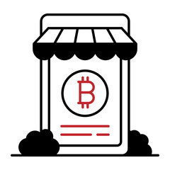 Bitcoin mobile wallet app Vector Icon Design, Business and Management Symbol, Banking and finance Sign, ECommerce and Delivery Stock illustration, crypto currency exchange or Mobile Shop Concept, 