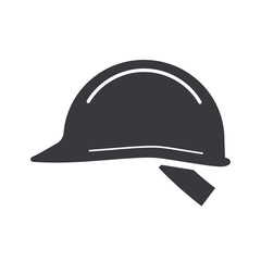 Black filled cunstruction helmet vector icon isolated on white transparent background