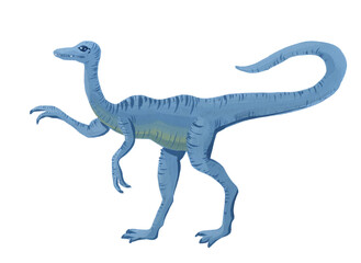 Hand drawn acrylic coelophysis