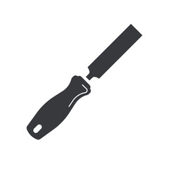 Black filled putty knife vector icon isolated on white transparent background