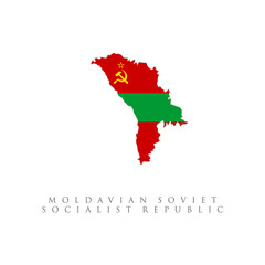 Moldovian soviet socialist republic flag map. isolated on white background