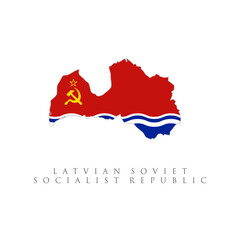 Latvian soviet socialist republic flag map. isolated on white background