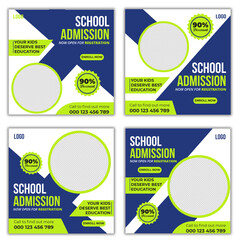 Kids School Admission Social Media Post Design, School Admission Social Media Template Pack, School Admission Social Media Banner, School Admission Instagram Post Banner