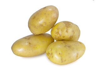 Raw potatoes and sliced isolated on white background.