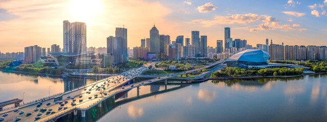 Naklejka premium Of Hunhe River in Shenyang City Reflective.