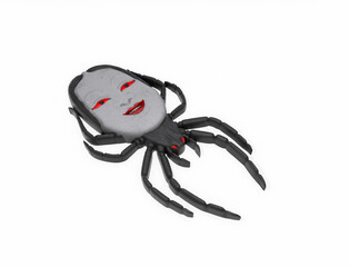 3d rendering of a little devil with a crow in the comic style illustration