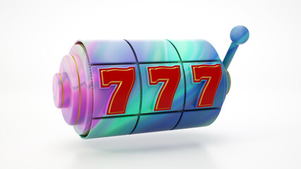 777 Colorful Slot Machine. Jackpot And Fortune. Casino Gambling Concept - 3D Illustration