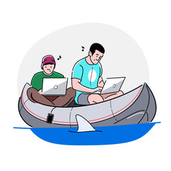 Programmers in danger are sailing in the same boat and writing code and whistle