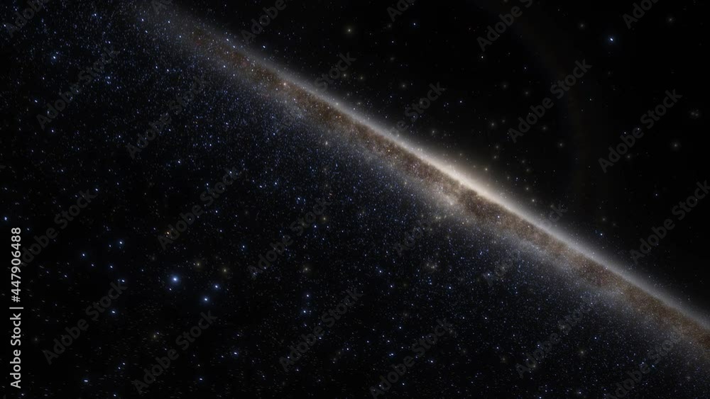 Wall mural spaceship travelling at the speed of light through a galaxy in space. billions of stars in the milky