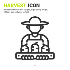 Harvest icon vector with outline style isolated on white background. Vector illustration crop sign symbol icon concept for digital farming, technology, industry, agriculture, web and all project