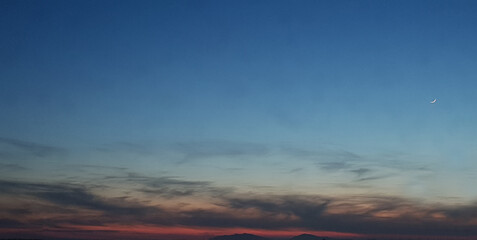 Sunset. Sky. Bule or Orenge. Clouds.