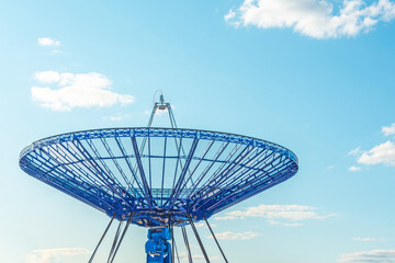 Satellite blue dish for satellite communications sky on roof.