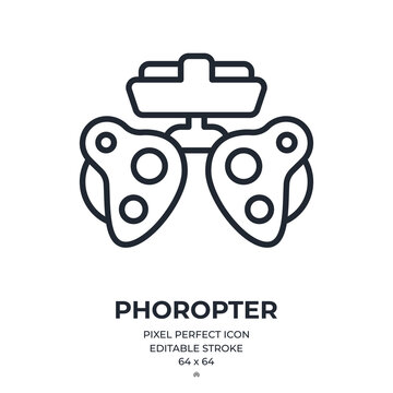 Phoropter editable stroke outline icon isolated on white background flat vector illustration. Pixel perfect. 64 x 64.