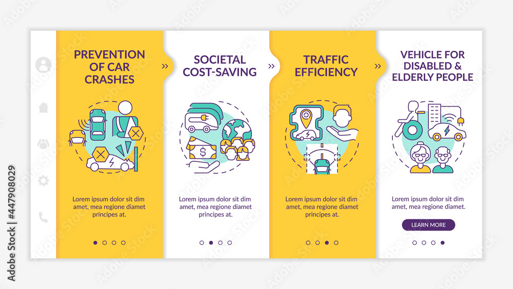 Poster vehicle for disabled and elderly people onboarding vector template. responsive mobile website with i