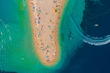 Foto auf Acrylglas Strand Golden Horn, Brac, Kroatien Aerial scene of Zlatni rat beach on Brač island, Croatia