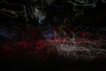 Abstract motion of city and car lights on night. Abstract copy space background