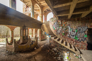 Łapalice, Poland - built in 1983 but never finished, the ruins of Łapalice Castle are an...