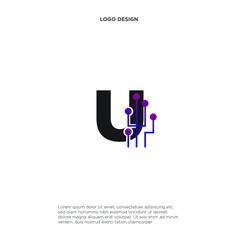 Creative Letter U logo design with point or dot symbol