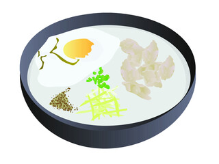 Boiled Rice with Minced Pork and Fried Egg